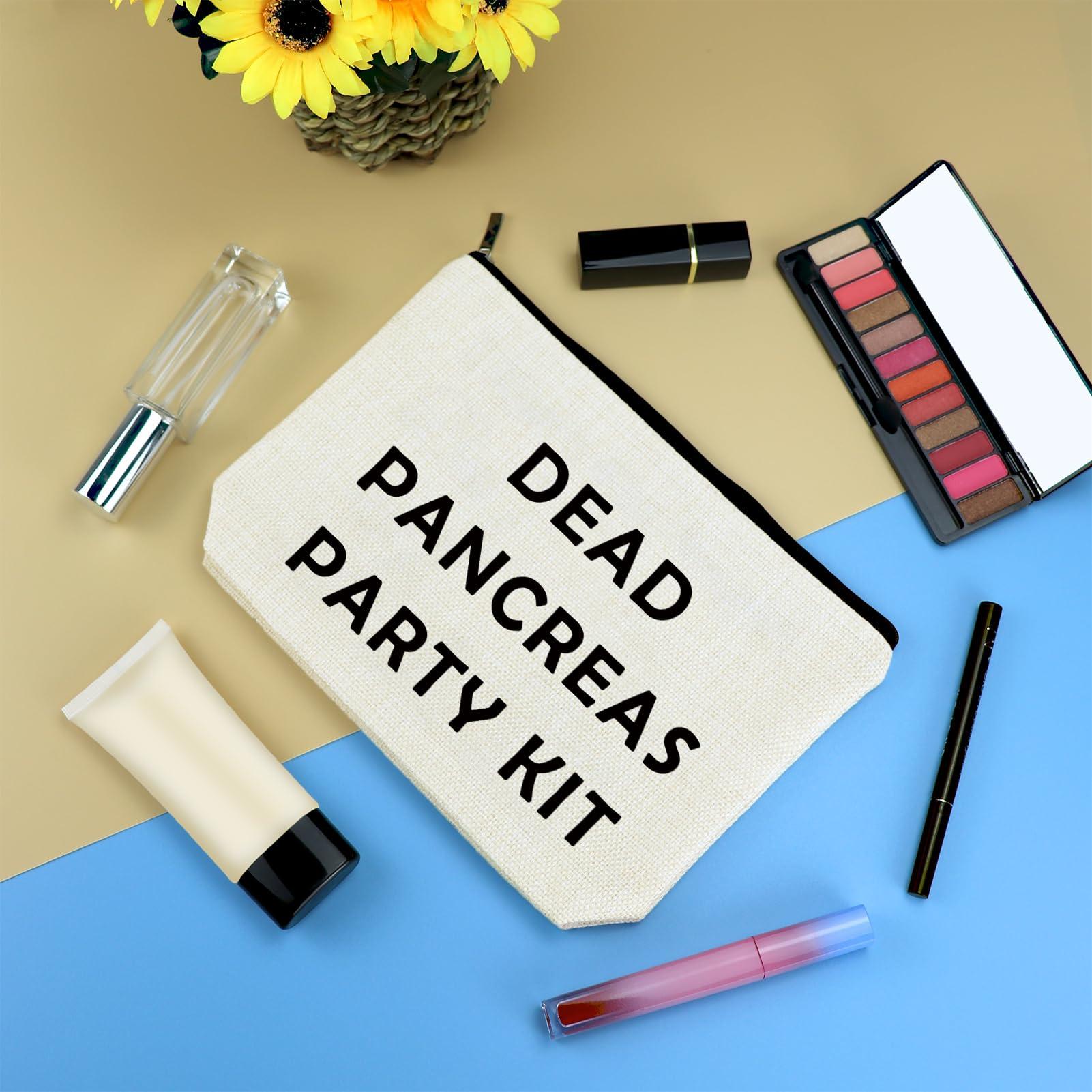 Mikela Diabetic Gifts Dead Pancreas Party Kit Bag Diabetic Travel Bag Pouch Diabetic Gift for Grandma Grandpa Mom Dad Christmas Birthday Gift Diabetic Supplies Makeup Cosmetic Bag Diabetes Awareness Gifts