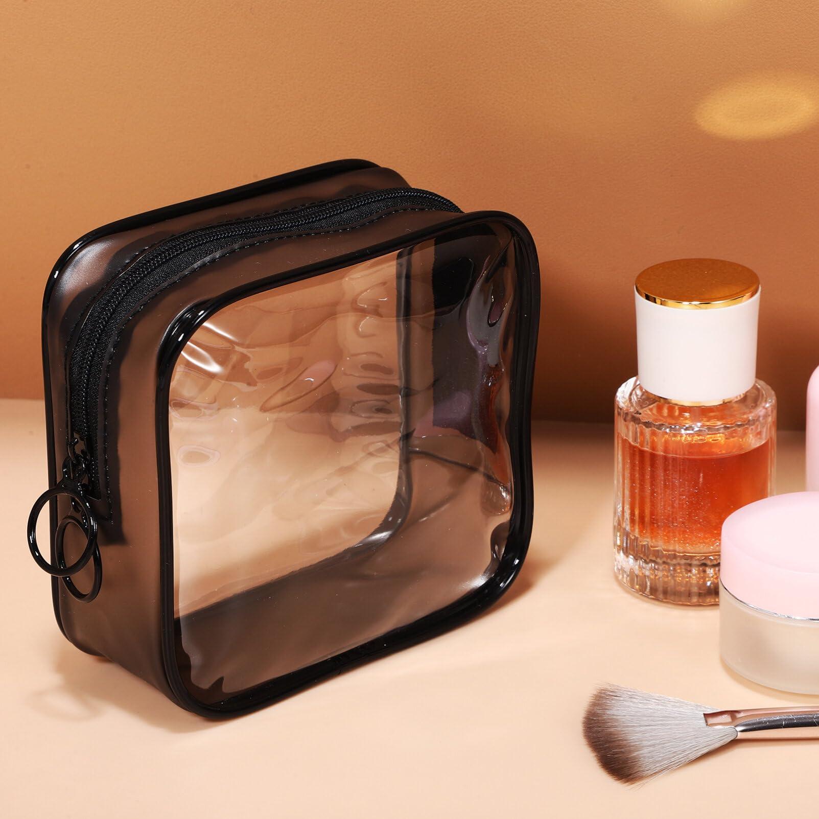 Baluue Baluue Clear Makeup Bags with Zipper, 5\" Travel Cosmetic Bag TSA Approved Square Cosmetic Bag, Clear Makeup Bags Waterproof Pouches Portable Storage Bags for Make Up Toiletry