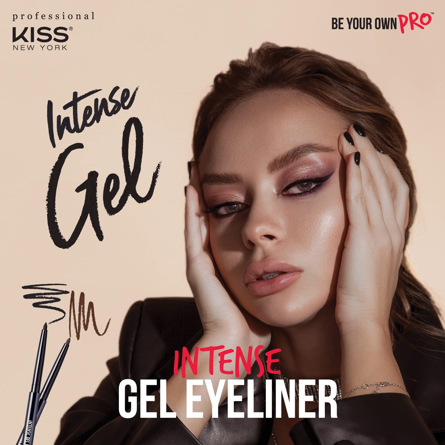 kiss new york KISS NEW YORK Pro Intense Gel Eyeliner with Built-in Sharpener, Waterproof, Smudge-proof, Long Lasting Gel Eyeliner Pencil (Black Brown)