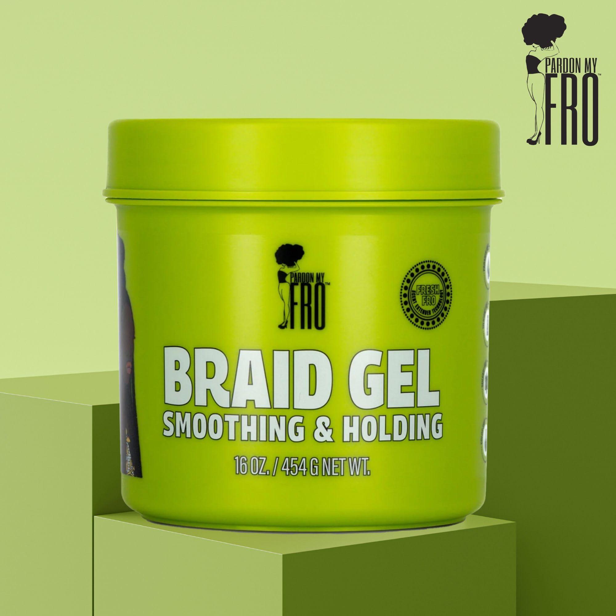 Pardon My Fro Pardon My Fro Braiding Gel - Smoothing & Holding Hair Gel for Braids - 16 oz
