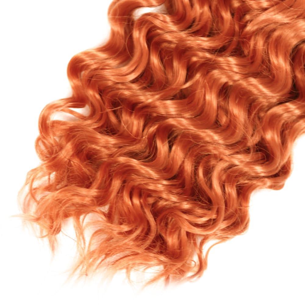 LadrXadr LadrXadr Ginger Bundles 350 Human Hair Bundles Ginger Deep Wave Bundles 14 16 18 inch Brazilian Remy Ginger Wet and Wavy Bundles for Women