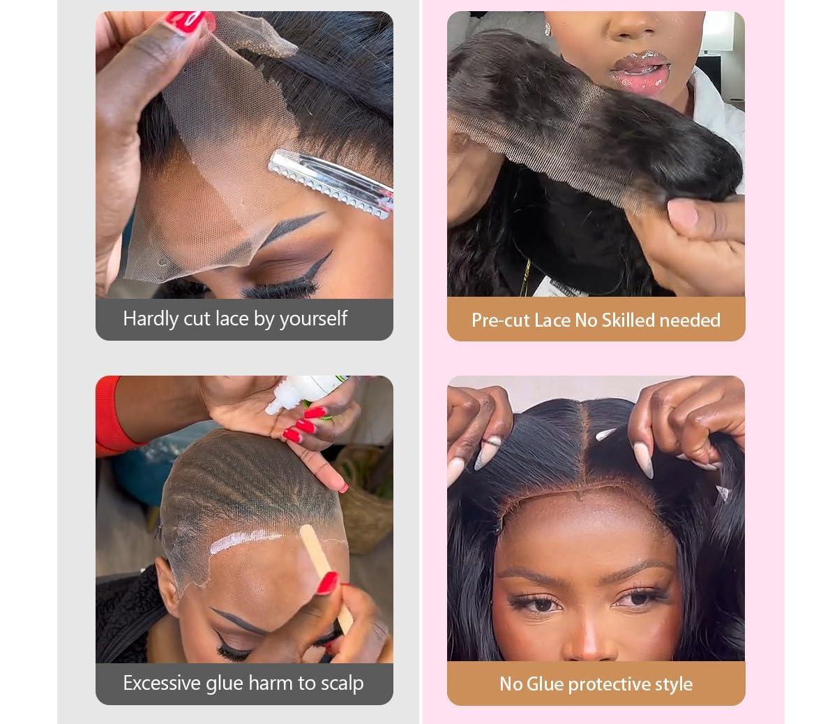 THTOIR THTOIR Wear and Go Glueless Wigs Human Hair Pre Plucked Pre Cut 5x5 HD Lace Front Wigs Human Hair 200% Straight Human Hair Lace Front Wigs for Women 22inch