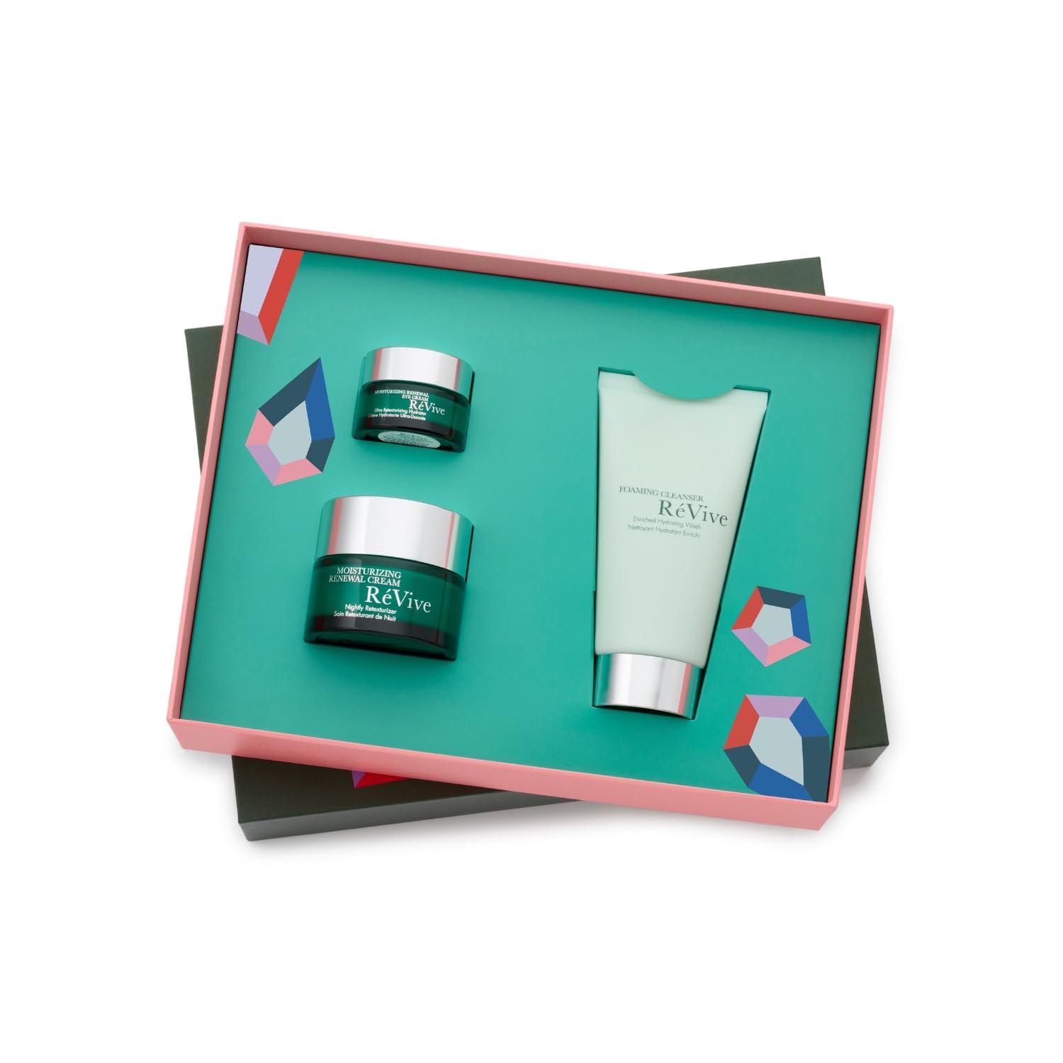 RVive RVive x Lele Sadoughi RNewal Icons Gift Set - Full Size Skin Care Set Includes Foaming Facial Cleanser, Moisturizing Renewal Face Cream & Moisturizing Renewal Eye Cream (3 Count)