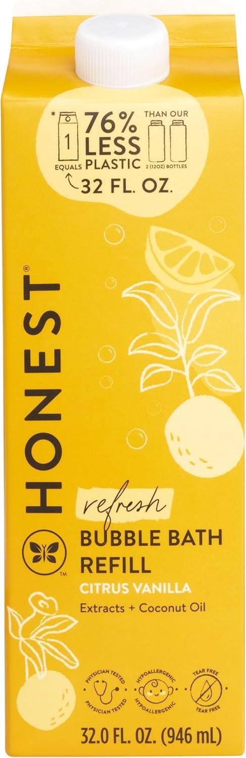 The Honest Company The Honest Company Foaming Bubble Bath Refill Carton | Gentle for Baby | Naturally Derived, Tear-Free, Hypoallergenic | Citrus Vanilla Refresh, 32 fl oz