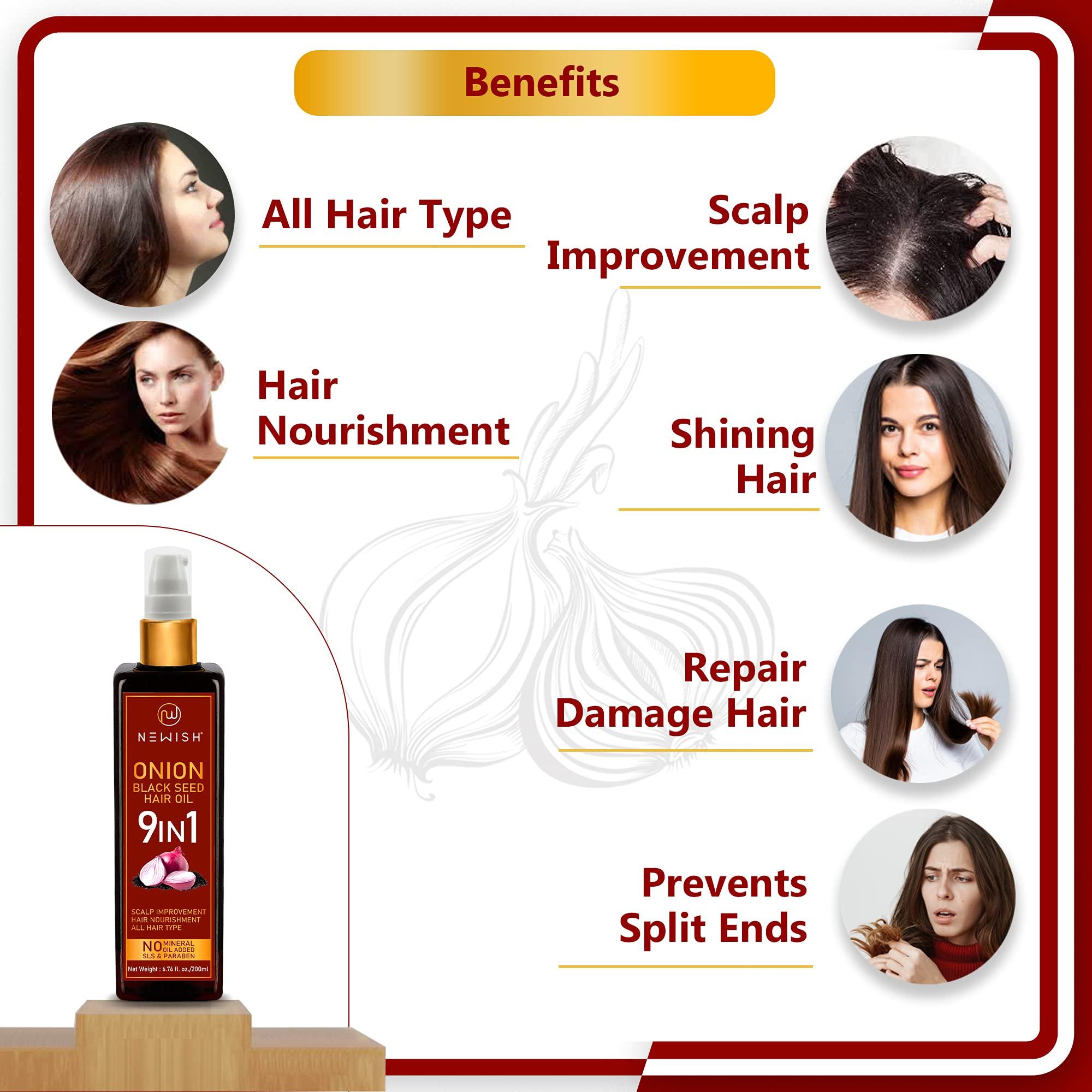 Newish Newish Black Seed Onion Oil for Hair Regrowth and Care, With Castor, Almond, Sunflower, Methi & Jojoba Oils for Shiny Hair (200 ml)