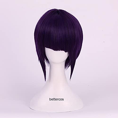 ZZMQ ZZMQ Kyoka Jiro Cosplay Wigs Jirou Kyouka Short Purple Black Heat Resistant Synthetic Hair Wig + Wig Cap