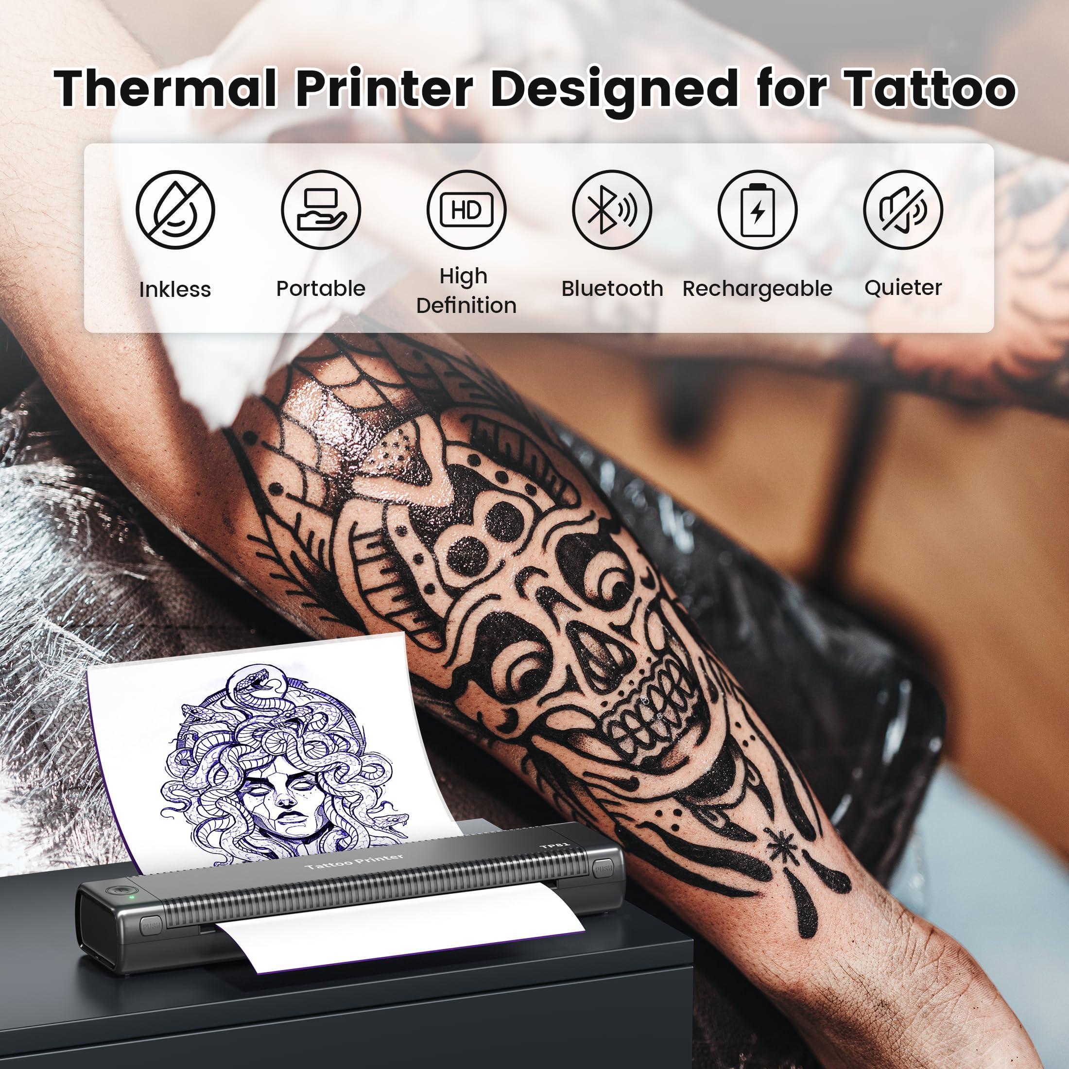 ItriAce ItriAce Tattoo Stencil Printer Bluetooth, Stencil Printer for Tattooing with 10pcs Paper, Thermal Tattoo Printer Machine for Tattoo Artist, Wireless Tattoo Transfer Printer Compatible with Phone PC
