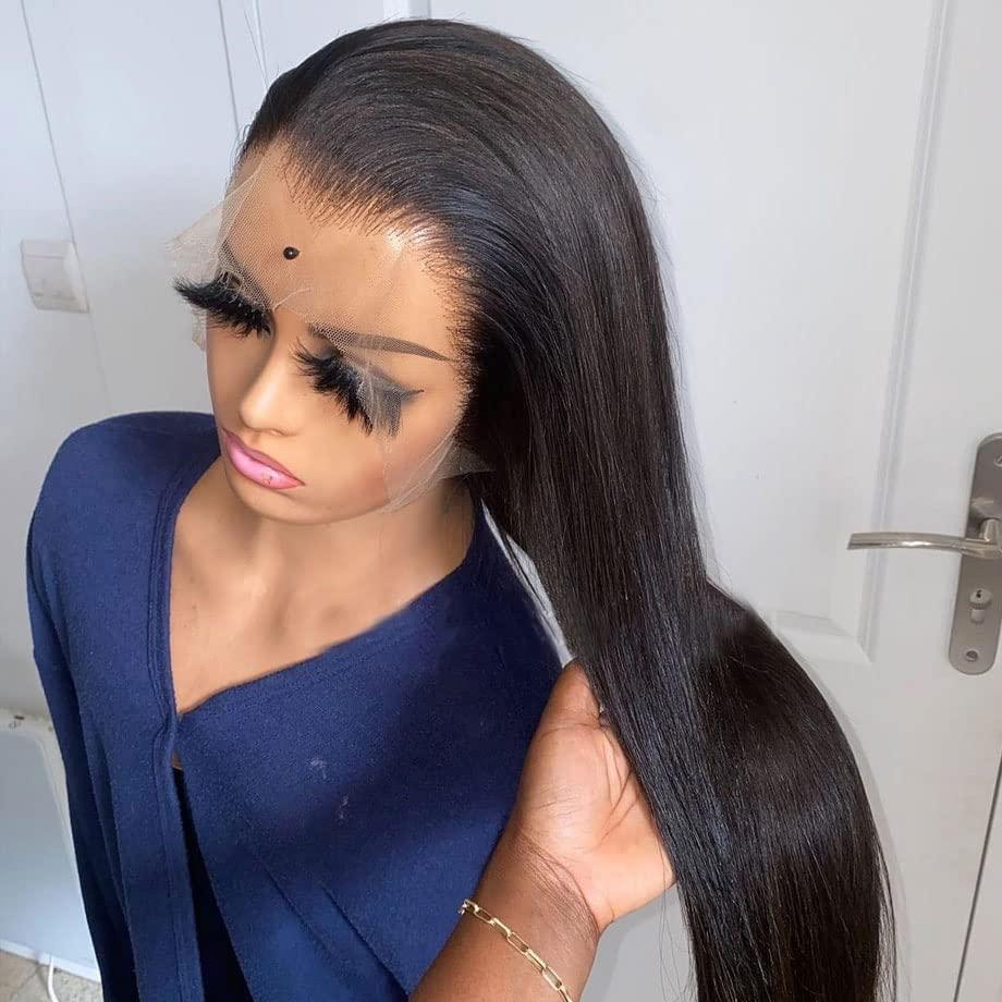 YOUNG BEAUTY YOUNG BEAUTY Full 360 Lace Front Wigs Human Hair Silky Straight 360 Lace Frontal Human Hair Wigs Pre Plucked 180% Density Transparent HD Lace Front Wigs For Black Women 22inch