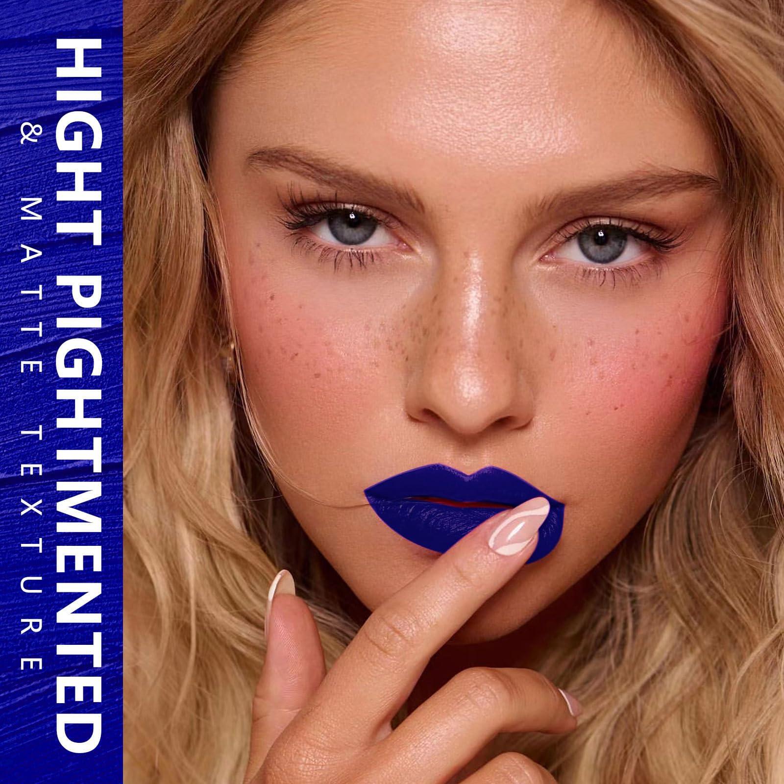 MAKI YIKA MAKI YIKA Dark Blue Lipstick for Women Color Stay Long Lasting Lipsticks, No Smudge Matte Liquid Lipstick Transferproof Cruelty-Free Lip Color | CHARM BLUE