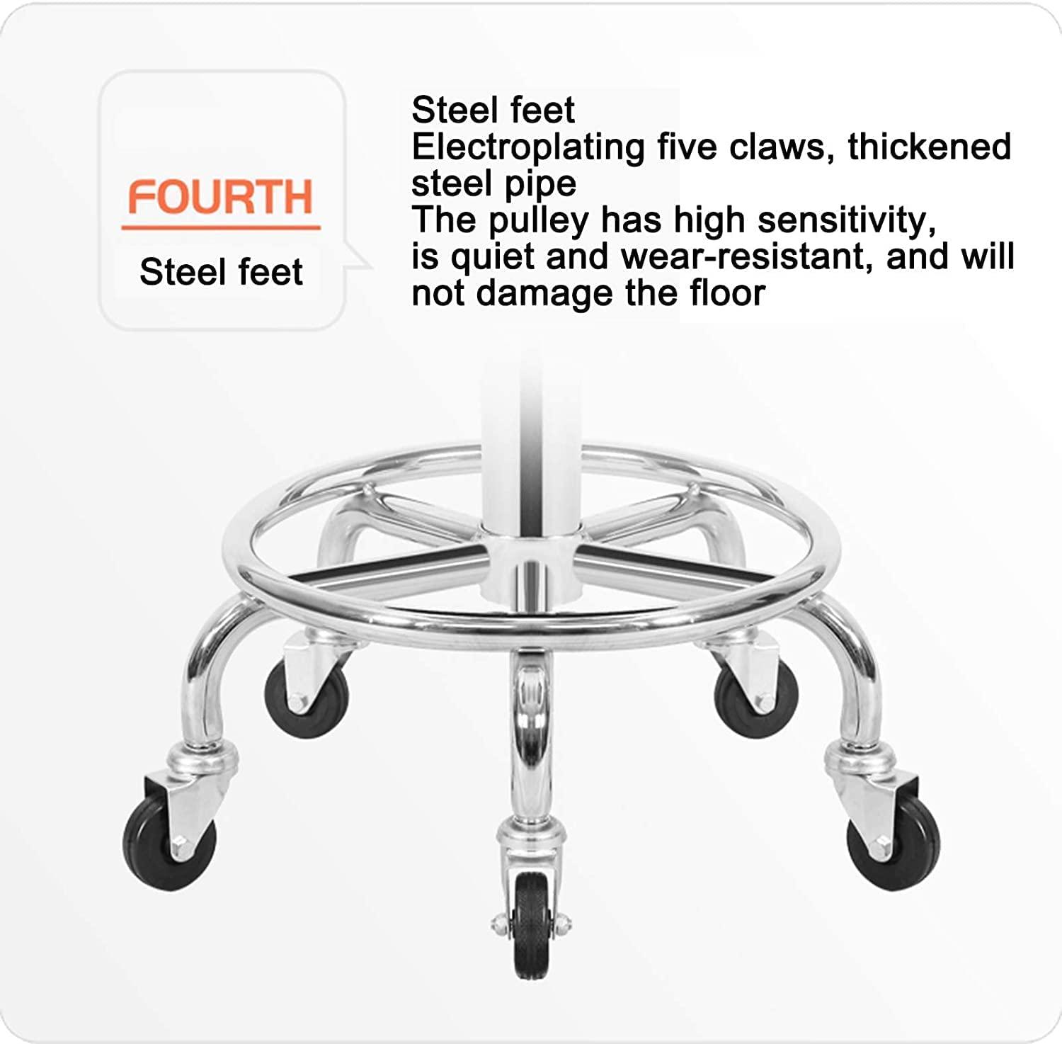 SOVORM Rolling Stools Stool on Wheels Chair Height of Adjustable Rolling Stools Pu Leather Beauty Salon Round Stool, Height Adjustable Hydraulic Rolling Rolling Stool (Blue) The New