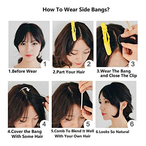 Dsoar Dsoar Side Bangs Clip in Human Hair Bangs Natural Clip on Side Bang Straight Fringe Real Hair Extensions(Dark Brown)