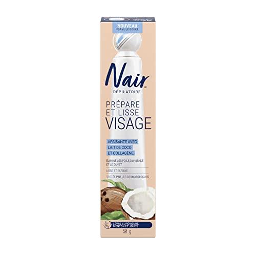Nair Nair Sensitive Formula Prep & Smooth Face Hair Remover, Soothing with Coconut Milk & Collagen, Removes Facial Hair & Fuzz, Smooths & Exfoliates, Dermatologist Tested, 1.76 oz (Pack of 2)