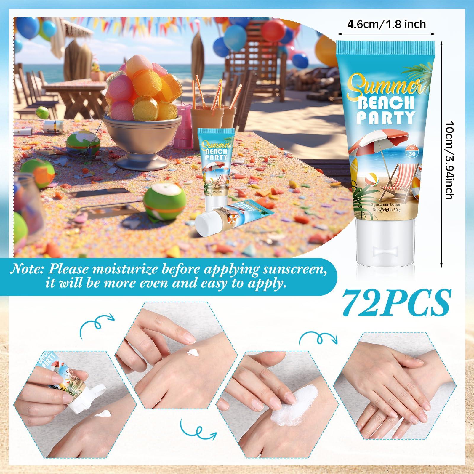 Dansib Dansib 72 Pcs Mini Sunscreen Bulk for Summer Party Wedding SPF 30 Water Resistant Sunscreen Lotion Bulk 1oz Travel Size for Thank You Gifts Summer Party Wedding Supplies(Beach)