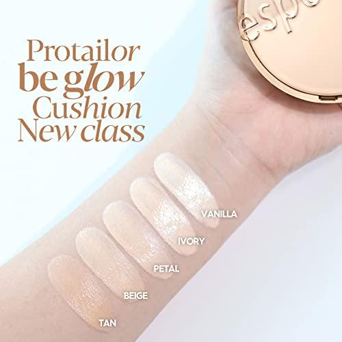 Espoir Espoir Pro Tailor Be Glow Cushion New Class #5 Tan 0.46 oz with 0.46 oz Refill | Long-Lasting Dewy Cushion Foundation | Radiant & Glow Skin with Buildable Coverage | Korean Cushion Foundation