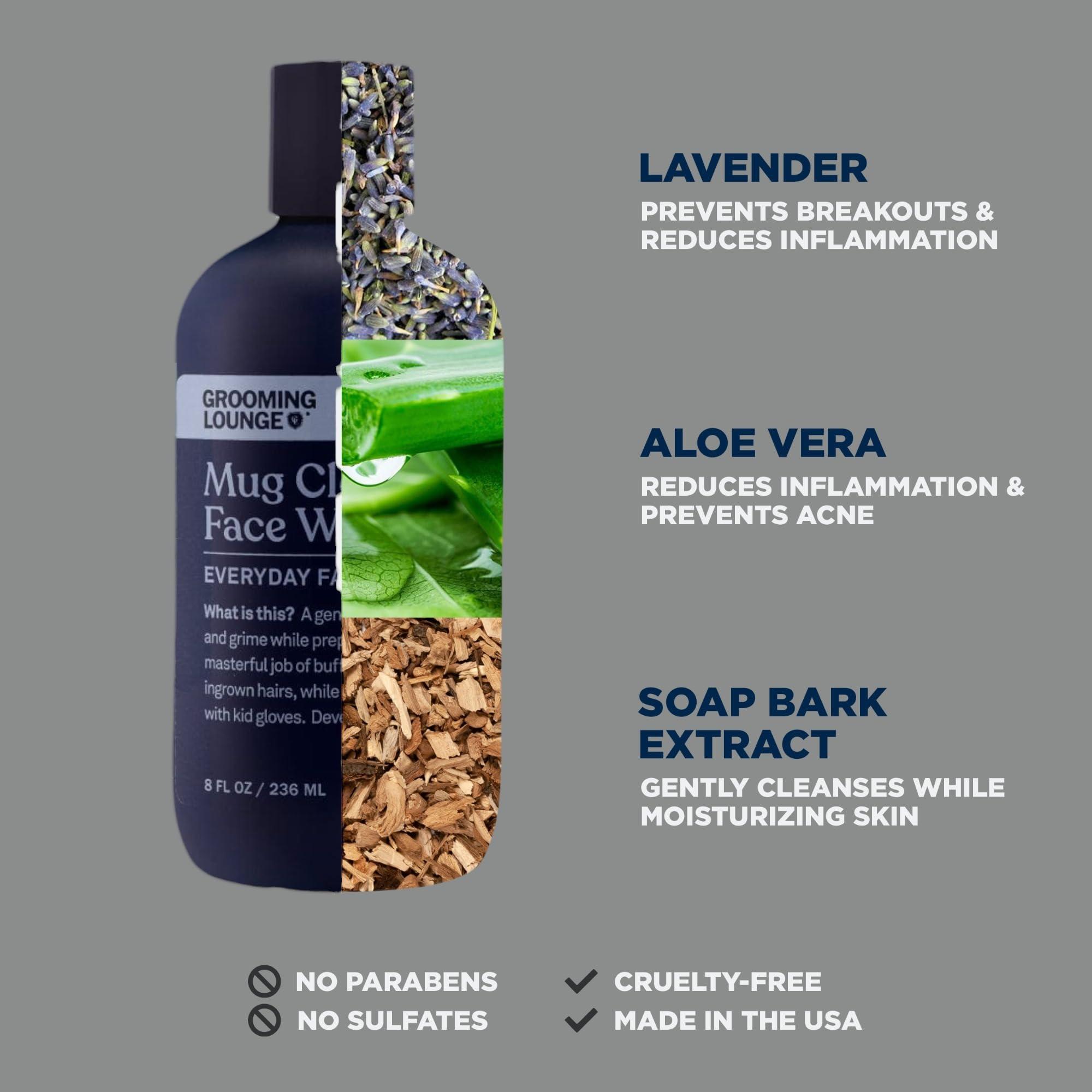 Grooming Lounge Grooming Lounge Mug Cleanser, Everyday Facial Cleanser For Men, Natural Face Wash, Sensitive Skin. Face Cleanser for a Hydrating, Deep Clean, 8 oz.