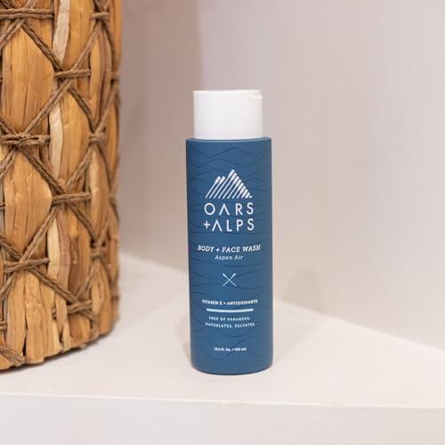 Oars + Alps Oars + Alps Mens Moisturizing Body and Face Wash, Skin Care Infused with Vitamin E and Antioxidants, Sulfate Free, Aspen Air, 2 Pack