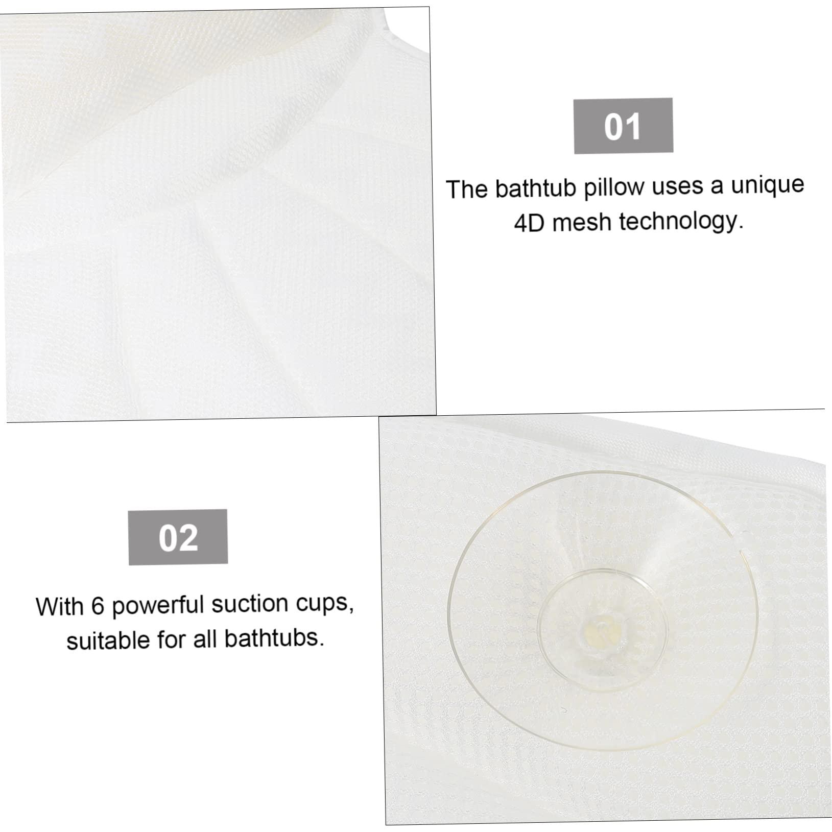 Healeved Healeved 1pc 3D Bathtub Pillow Bath Spa Bath Headrest Pillow Shower Neck Pillows Bath Head Cushion Relaxing Spa Suction Bathtub Pillow Fishtail 100% Polyester Fiber Bath Products White, 40X36CM