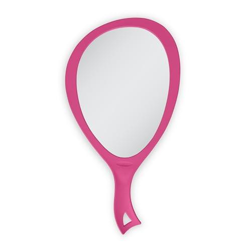 Zadro Zadro Salon Professional Extra Large Hand Mirror with Handle, 10\" W x 19\" L, Multi-Purpose Oval Handheld Mirror with New Distortion-Free Reflection (1, Bright Pink, Large (Pack of 1))