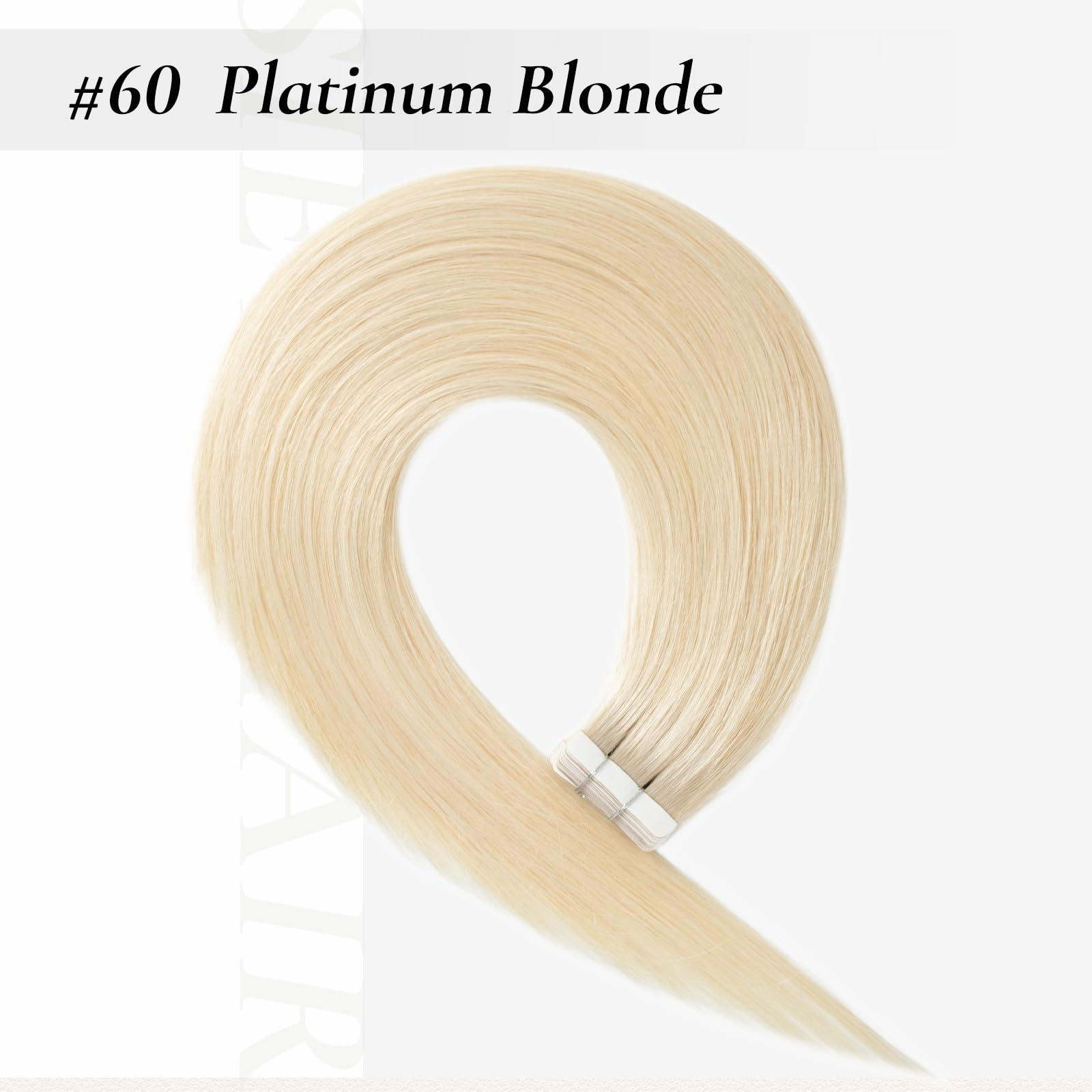 Hyssiet Hyssiet Tape in Hair Extensions Human Hair, 20pcs 50g 14 Inch Platinum Blonde human hair Tape in Extensions,Invisible Straight Tape in Hair Extensions for Womwn,Remy Thick Real Human Hair Extensions