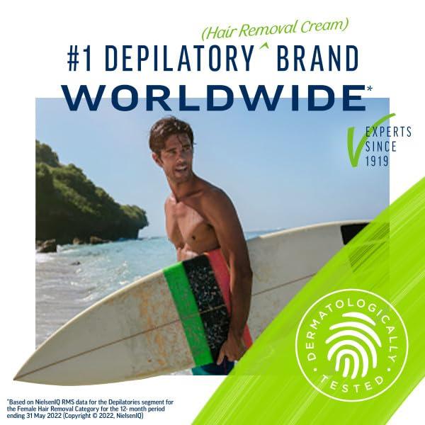 Veet Veet Sensitive Skin Dermatologically Tested 13.5 Fl Oz. 5 Min Men\'s Hair Removal Gel Cream with Spatula For Body, Chest & Back (2 Pack)