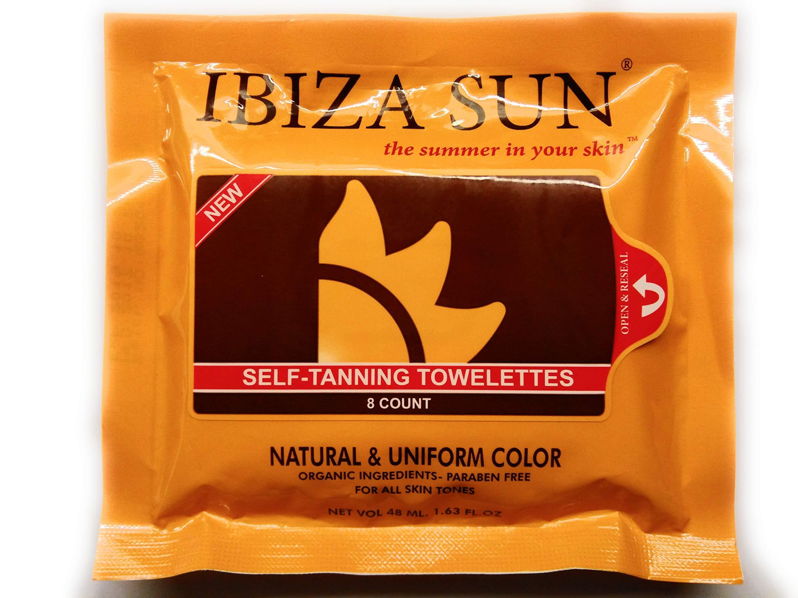 Ibiza Sun Ibiza Sun Organic Self Tanner Natural Ingredients Sunless Tanning Wipes 100% Raw for Face & Body - Self Tanning Towelettes - Tan Towels - For all skin tones -8 count.