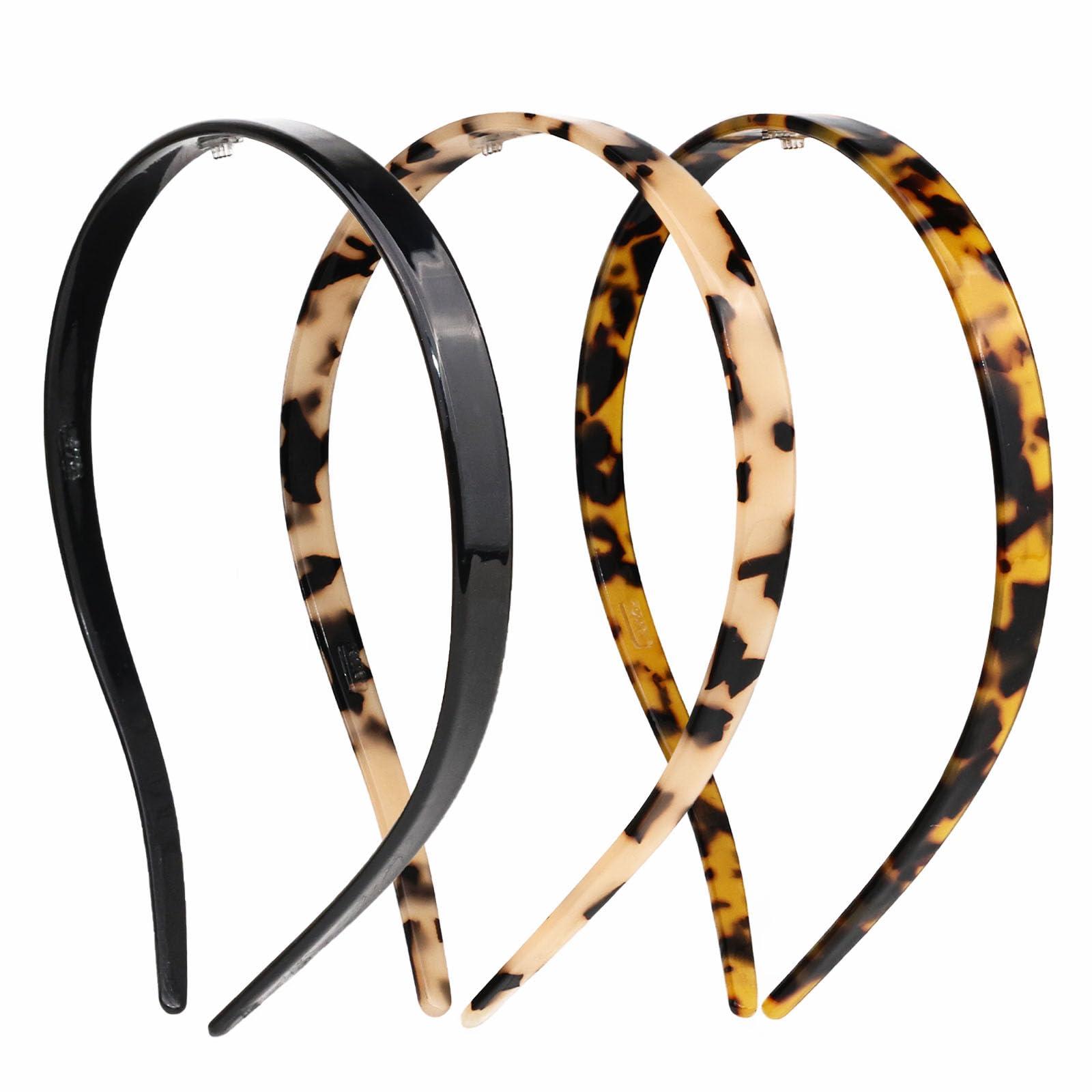 KOVOLITU KOVOLITU 3 Pack Eyewear Headbands Comfortable Plain Headbands for Women Headband Designed for Eyewear Fashion Skinny Headbands(Black,Tortoise,Amber)