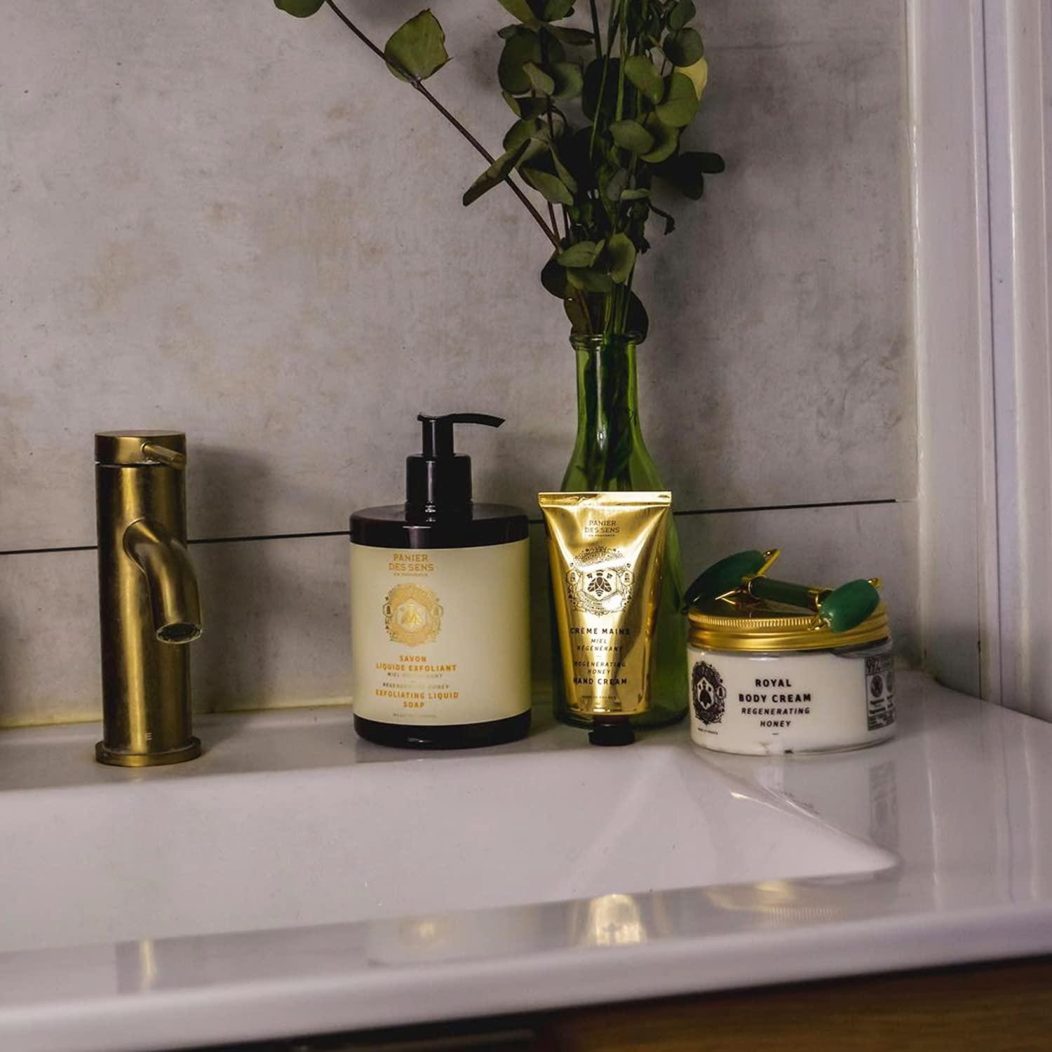 Panier des Sens Panier des Sens - Liquid Hand Soap Honey Exfoliating Hand Wash - French Marseille Moisturizing Soap with Coconut Oil - Refillable Kitchen & Bathroom Hand Soap - 97% Natural Ingredients -16.9 Fl.oz