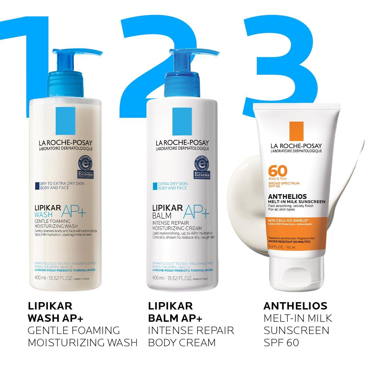La Roche-Posay La Roche-Posay Anthelios Melt-In Milk Sunscreen SPF 60, Sunscreen For Body & Face, Broad Spectrum SPF + Antioxidants, Oil Free, Lightweight & Fast Absorbing, Oxybenzone Free