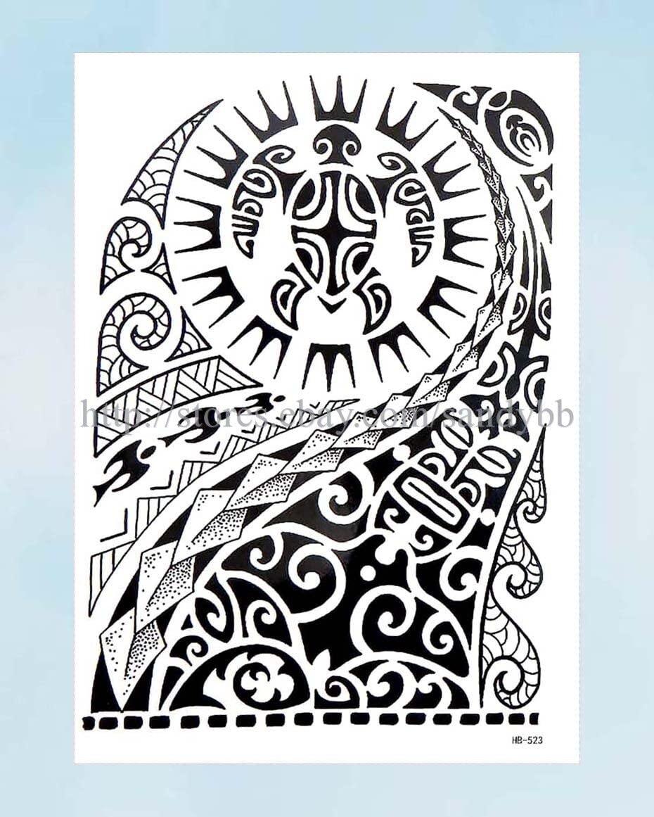 Generic black tribal totem large 8.25\" half-sleeve arm tattoo under ear neck (Variety Exquisite Temporary Tattoo Stickers)