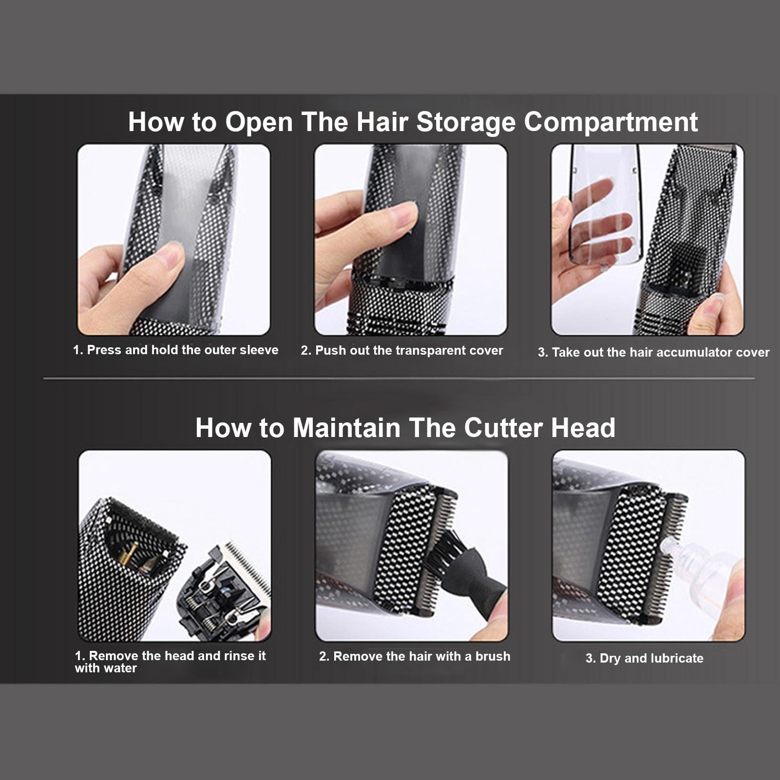 Diydeg Diydeg Electric Hair Clipper, USB Recharge Light Vacuum Hair Trimmer with Automatic Hair Suction, Electric Body Hair Trimmer with 4 Guide Combs, Cordless Haircut Toddler Haircut Kit