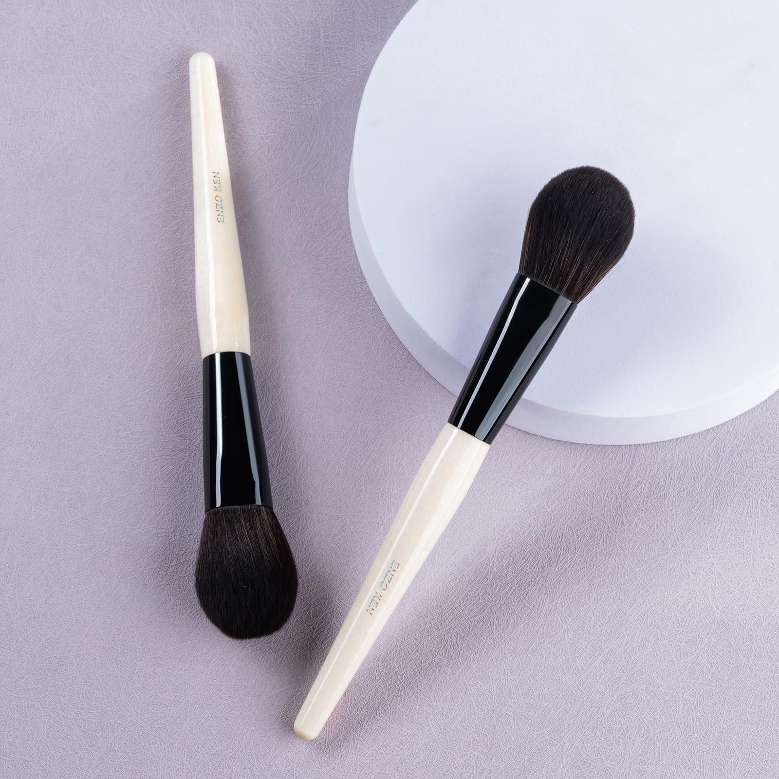 ENZO KEN ENZO KEN Natural Blush Brush, Natural Black Goat Hair Makeup Brushes, Blush Makeup, Natural Hair Powder Brush, Detail Blush Brush, Fluffy Blush Brush for Cheeks, Nose Contour Brush. (804B)