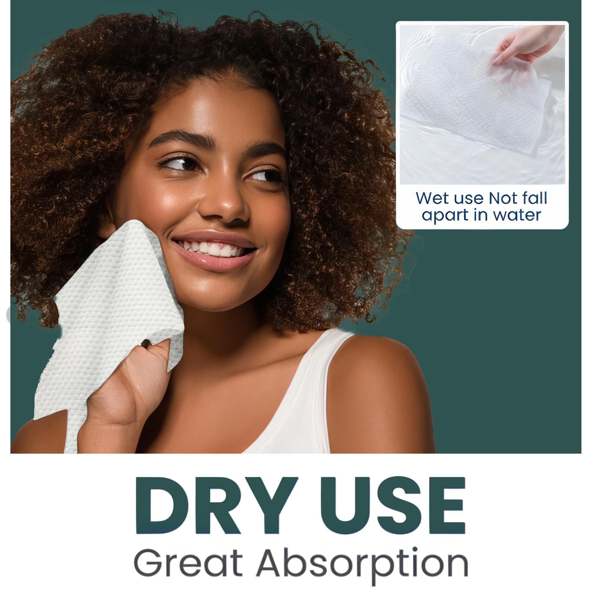 ourmed life Ourmed Life Disposable Face Towels, Clean Facial Wash Cloth without Lint, Biodegradable Cleansing Dry Wipes, Skincare and Makeup Remover Towels for Sensitive Skin (Unscented, 120 Count, Pack of 1)