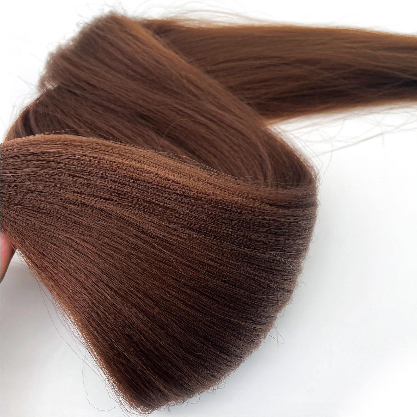 UPerfe Color 30 Brown Braiding Hair Pre Stretched Knotless Prestretched Braiding Hair 30 inch Colored Hair Extensions for Braiding Pre Stretched Micro Braids Itch Free Yaki Short Braiding Hair