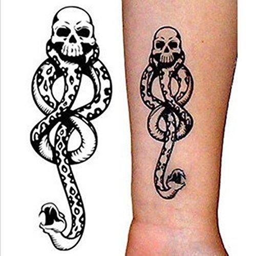 PADOUN 16 Sheets PADOUN Temporary Tattoos Snake Death Eaters Dark Mark Skull Temporary Tattoo for Men Women Kids Costume Accessories and Parties