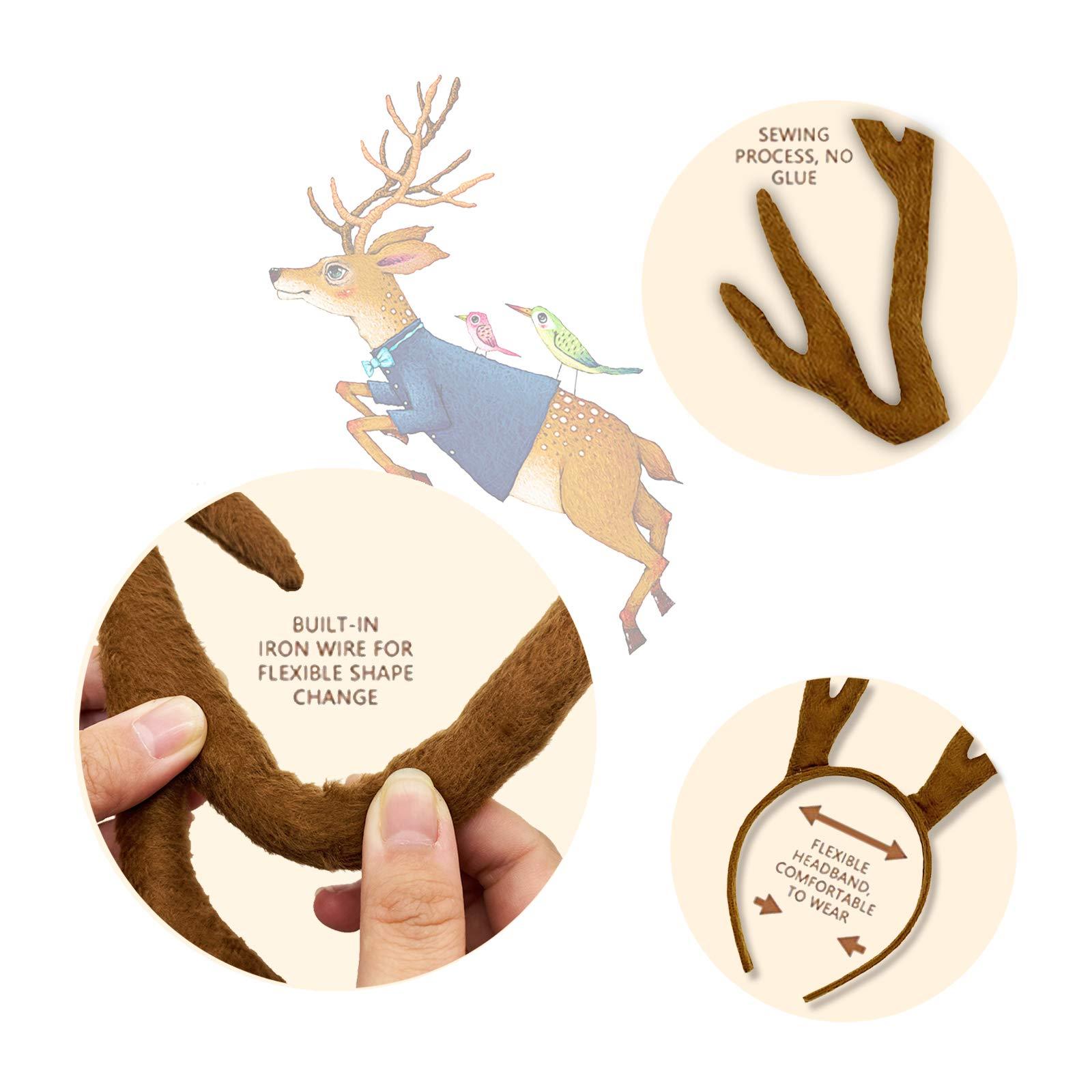 MR.FOAM MR.FOAM Reindeer Antlers Headband, Festive Adult Deer Antler Headpiece for Halloween, Christmas, and Easter Party (brown)