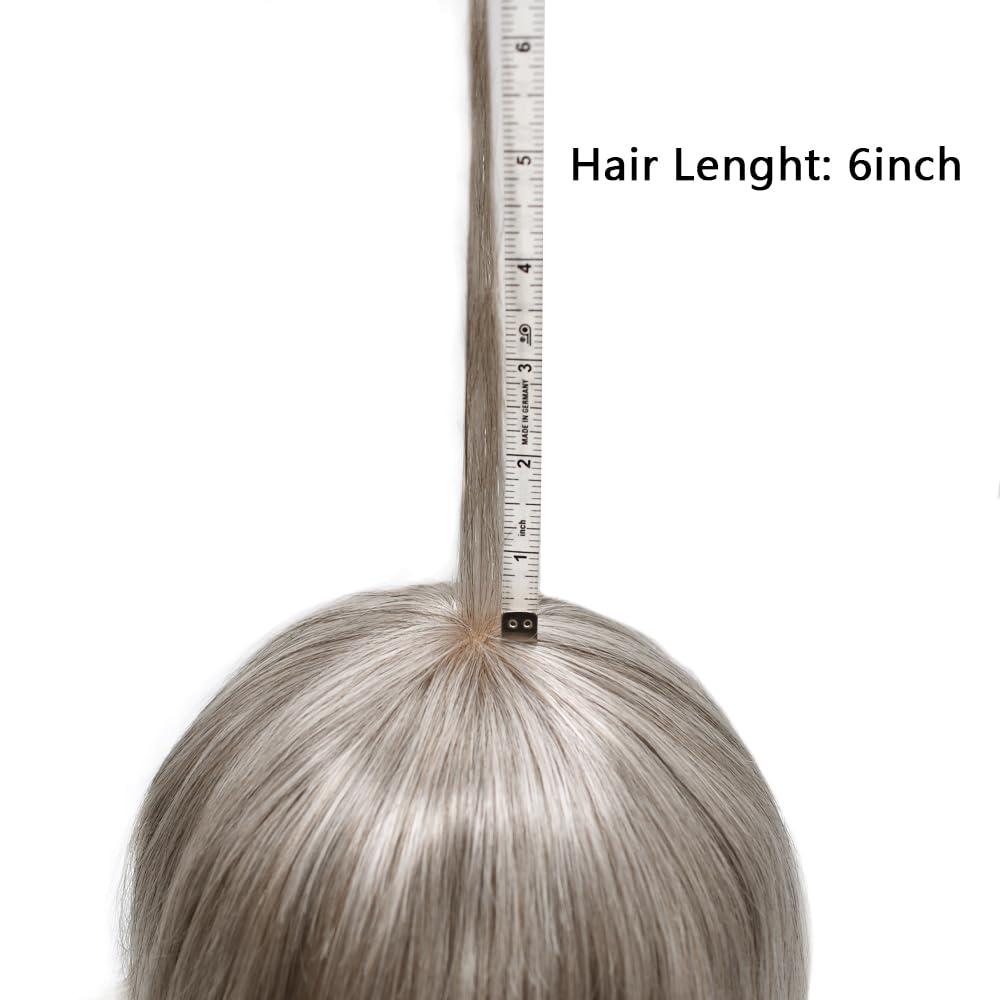 Generic Toupee For Men Hair Replacement System For Men Swiss Lace Mens Hair System Hair Pieces For Men Real Human Hair Mens Toupee 6x8\'\'-100% light to medium density#580 5# MEDIUM LIGHT BROWN+80% GREY