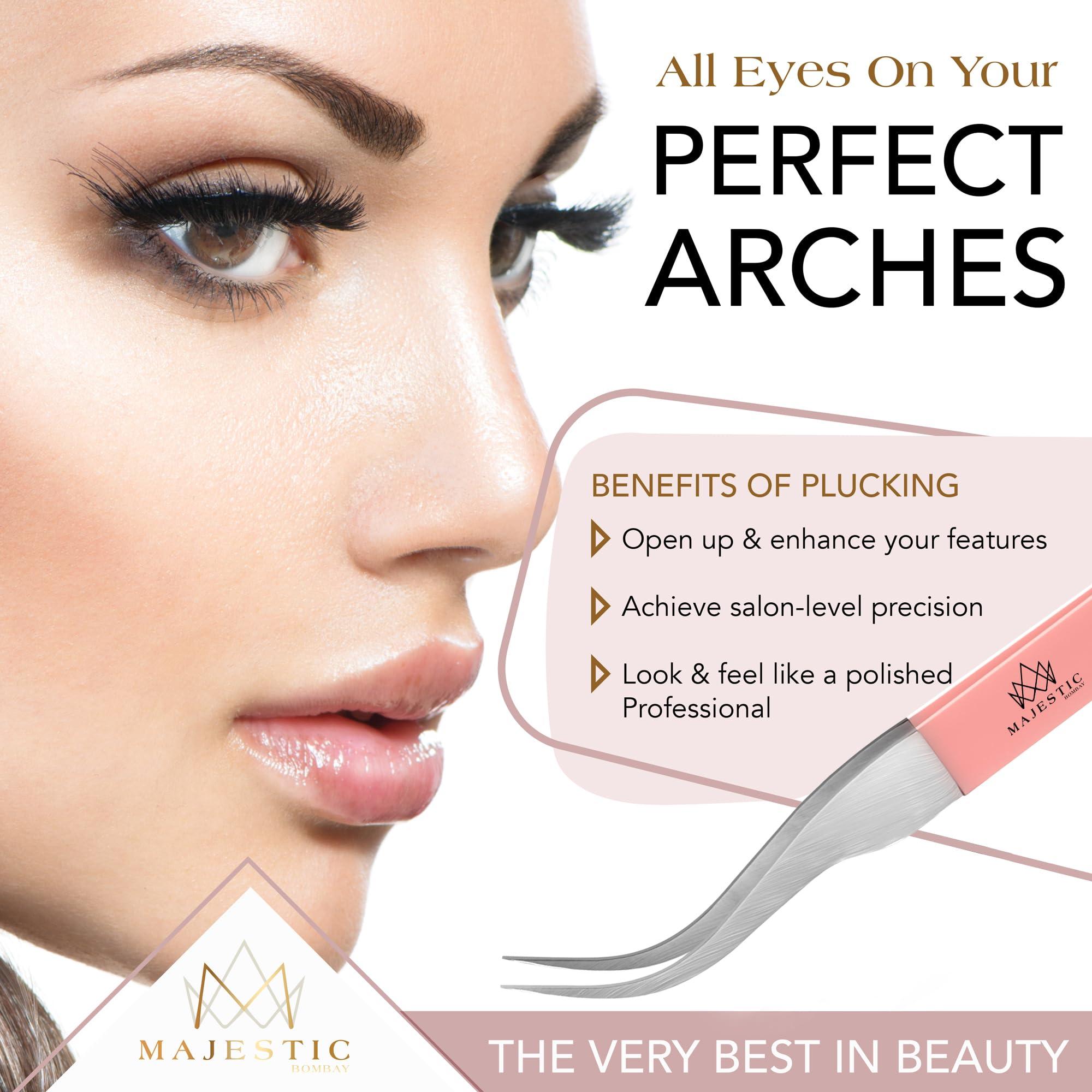 Majestic Bombay Surgical Tweezers for Ingrown Hair - Precision Sharp Needle Nose Pointed Tweezers for Splinters, Ticks & Glass Removal - Best for Eyebrow Hair, Facial Hair Removal (Light Pink)