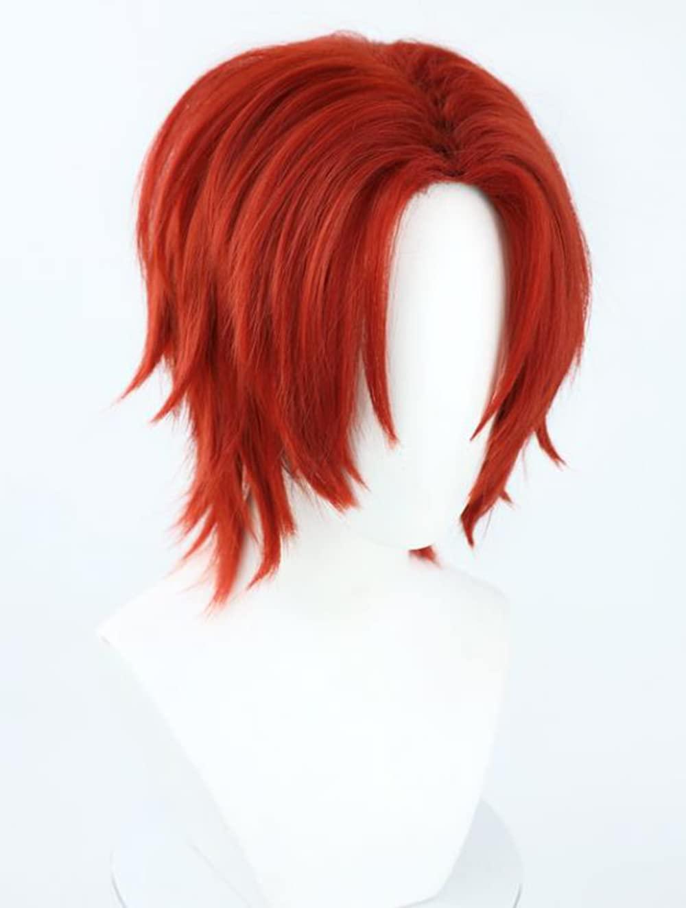 osseoca osseoca Shanks Wig Red Straight Synthetic Hair 30cm Lifelike Party Natural Cosplay Wigs with Bangs (A)