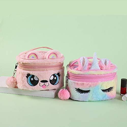 Newfancy Newfancy Women Girls Kids Fluffy Faux Fur Unicorn Makeup Bag Small Cosmetic Organizer Plush Travel Storage Bags Toiletry Kit Case