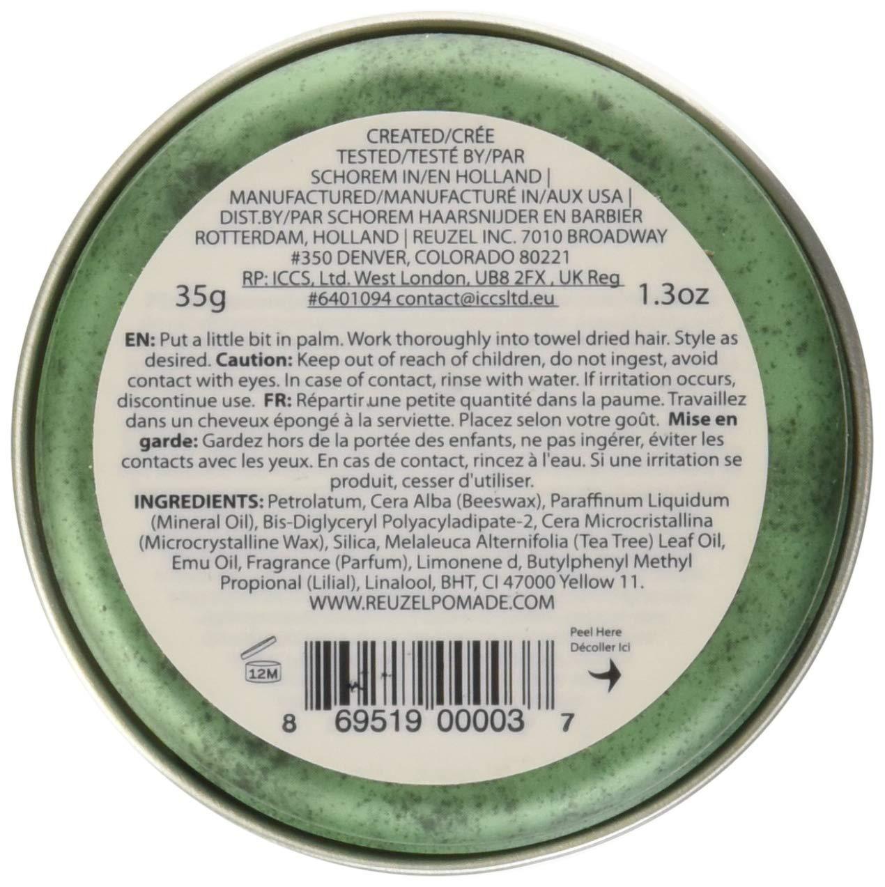 REUZEL REUZEL Grease Hold Hair Styling Pomade Piglet Wax/Gel, Medium, Green, 1.3 oz, 35g