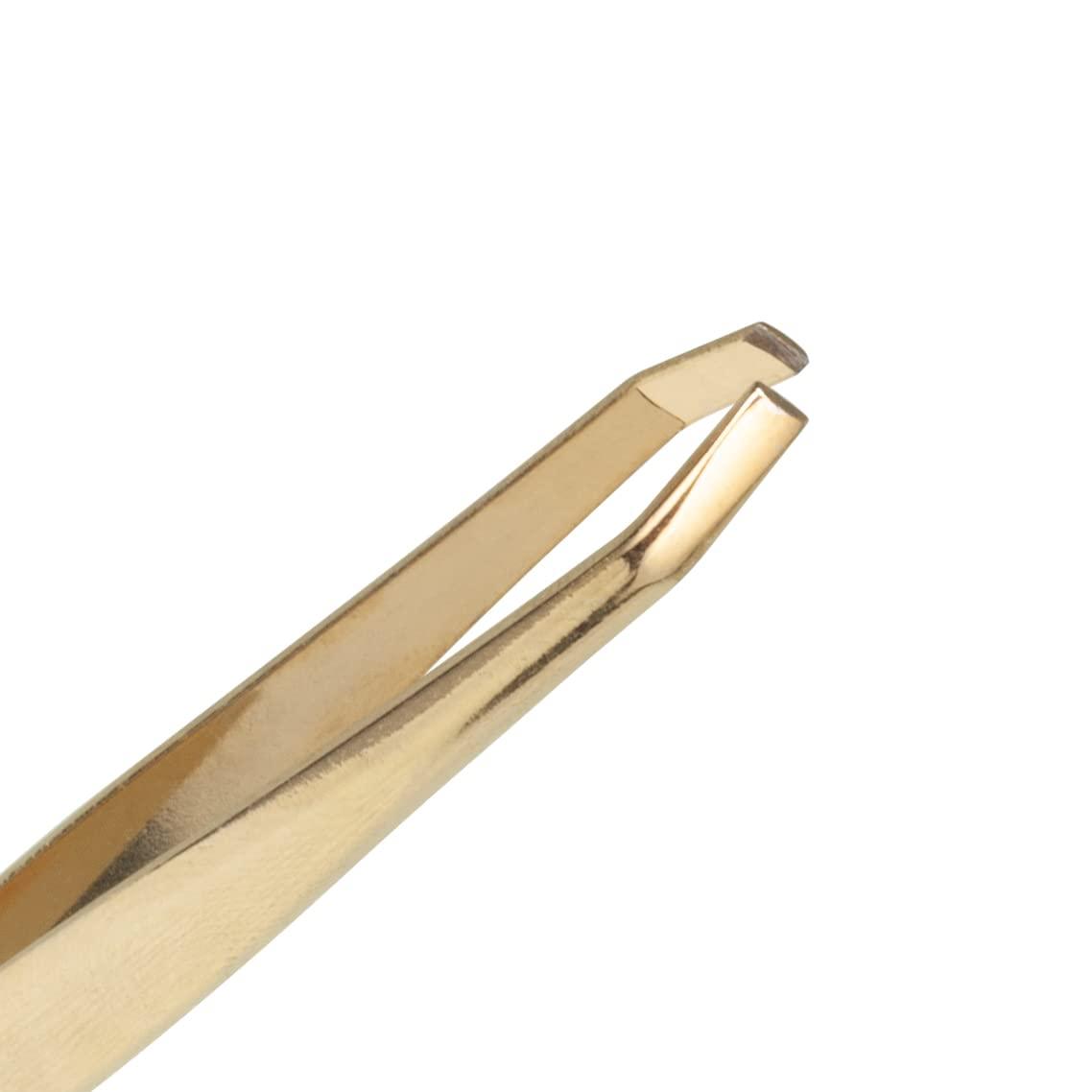 Refine REFINE - Germany - Professional Gold Tweezers, 24K Gold Plated for Eyebrow Shaping and Tweezing Hair Post-Waxing - 3 ct (Pack of 2)