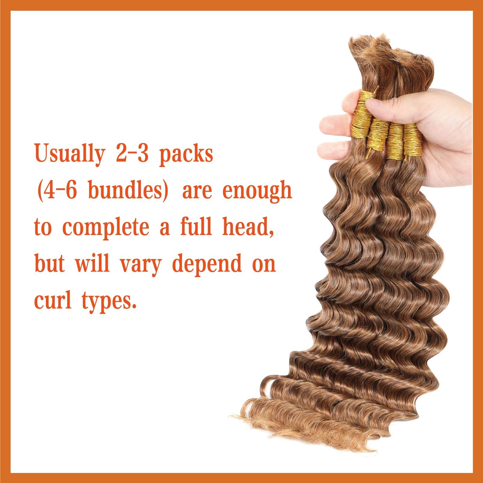 Yacurcur Yacurcur Human Hair for Braiding Deep Wave Human Braiding Hair for Boho Braids No Weft Human Hair Bundles for Braiding Brazilian Virgin Human Hair Braiding Hair (20 Inch, 30#,100g)