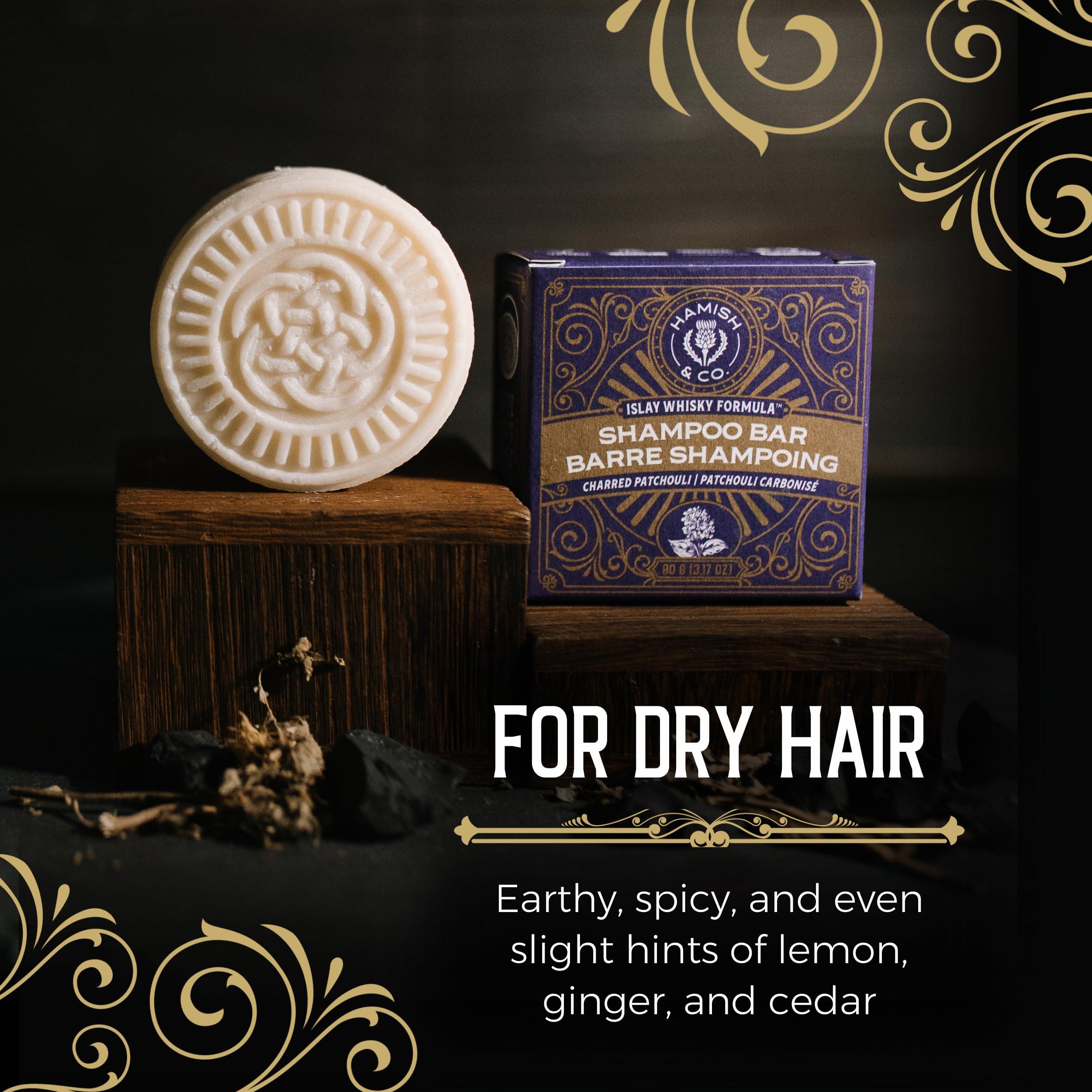 Viori Hamish & Co. Shampoo Bar - Charred Patchouli - Shampoo for Men - Handcrafted with Scottish Islay and Whiskey Infused - Made from Natural Ingredients - Sulfate, Paraben, Cruelty, and Plastic-Free