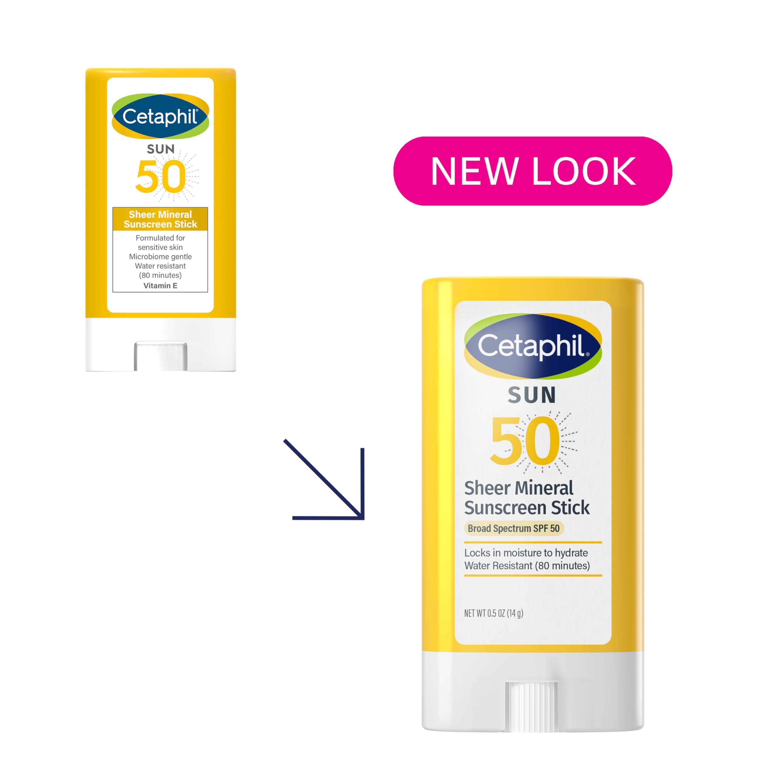 Cetaphil Cetaphil Sheer Mineral Sunscreen Stick for Face & Body, 0.5oz, 100% Mineral Sunscreen: Zinc Oxide & Titanium Dioxide, Broad Spectrum SPF 50, For Sensitive Skin