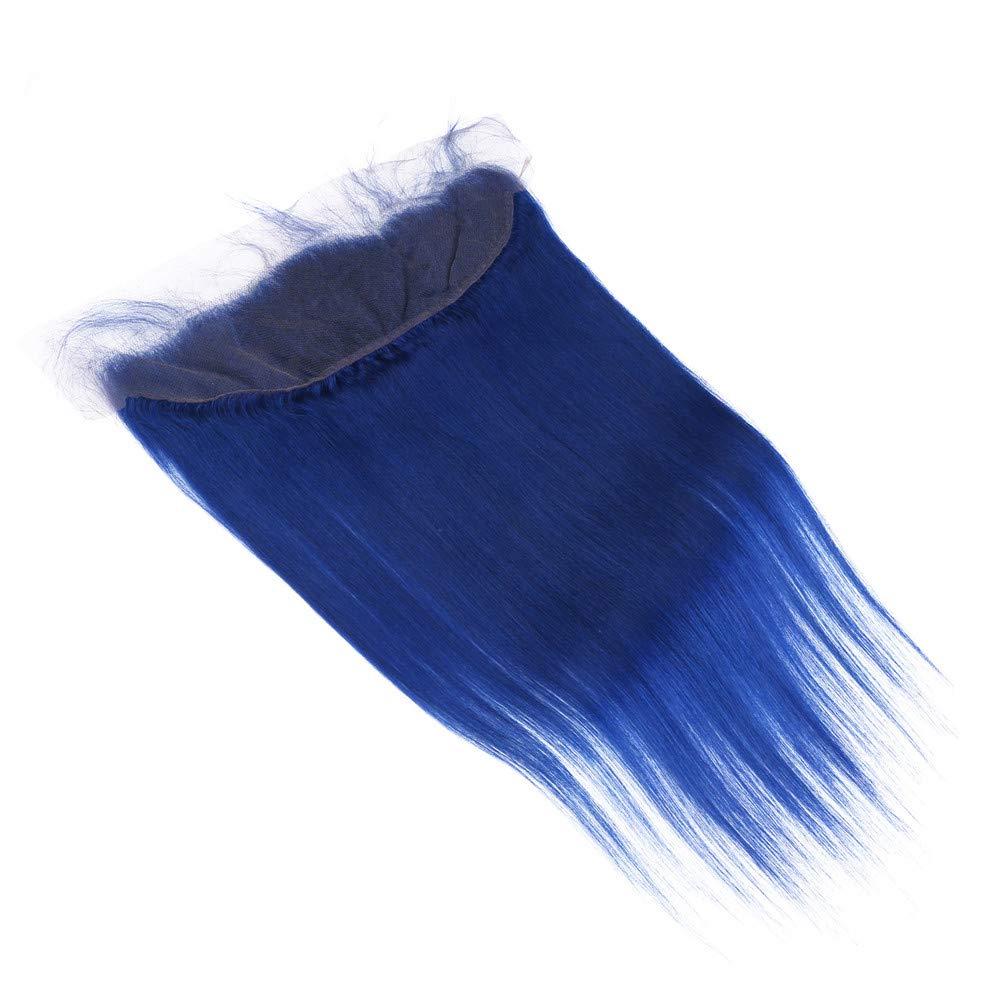 Tony beauty hair Tony Beauty Hair Dark Blue Human Hair 4 Bundles Deals with Frontal Lace Closure Peruvian Straight Weaves Blue Color Virgin Hair Extensions with Full Lace Closure 13x4" Ear to Ear (24 26 28 30 with 22)