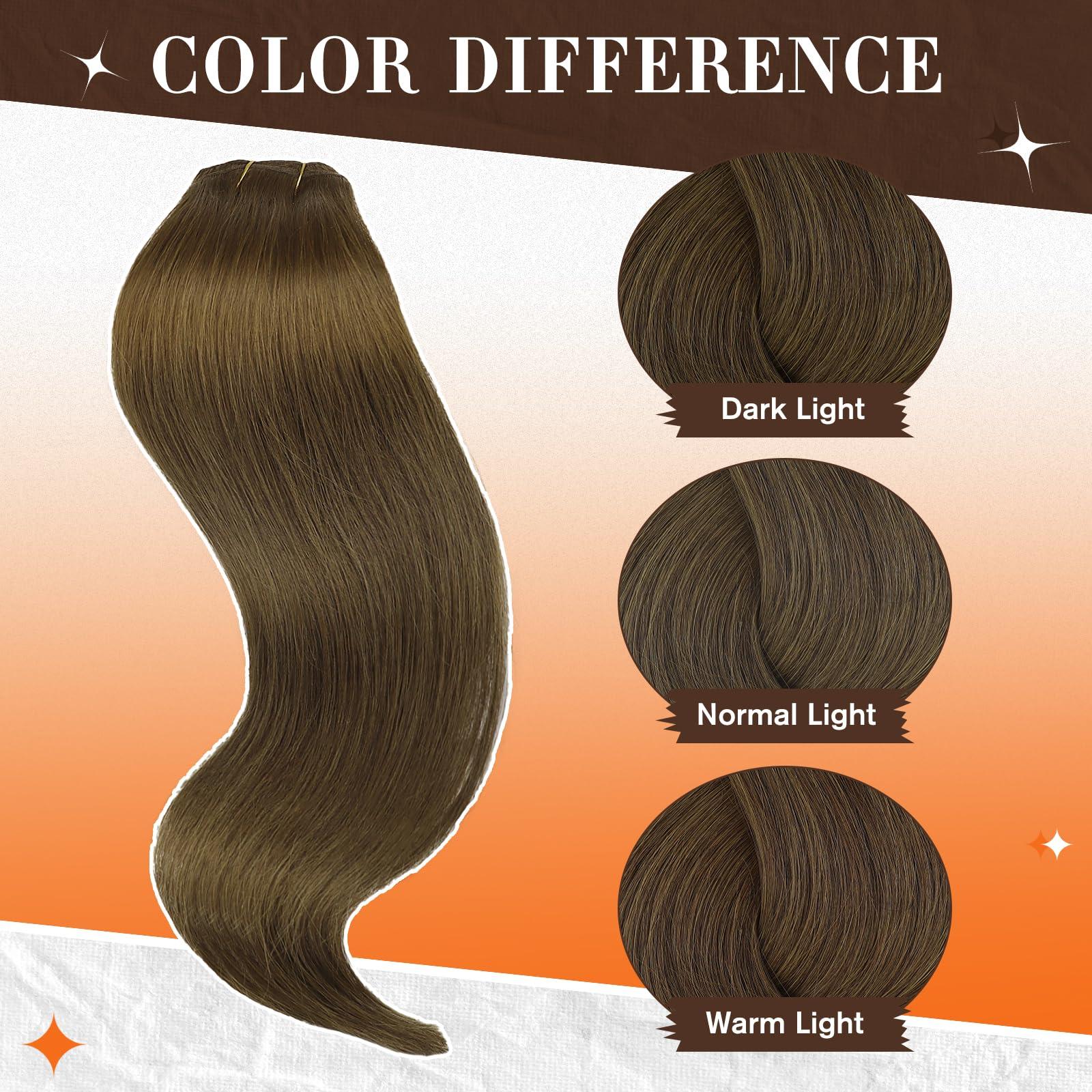 Full Shine Full Shine Hair Extensions Clip Ins 12 Inch Clip in Human Hair Extensions Brown Hair Extensions for Women Clip ins Brown Clip in Extensions Straight Hair Double Weft Soft Natural Hair 3Pcs 60G