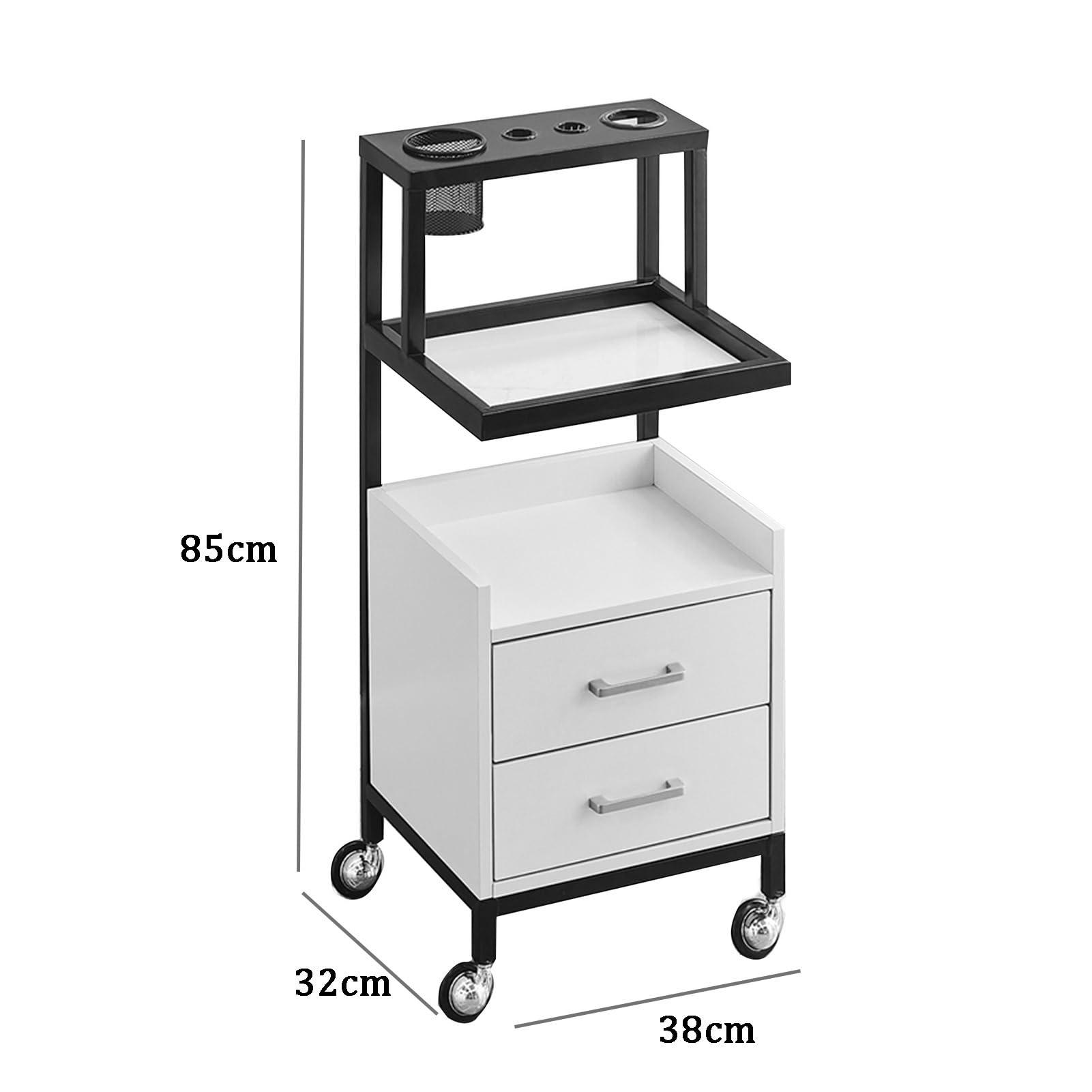 LVLDAWA LVLDAWA Salon Storage Cabinet Trolley Barber Shop Tool Cabinet with 2 Hair Dryer Holders Barber Salon Styling Station Organizer Equipments with Drawer(E)