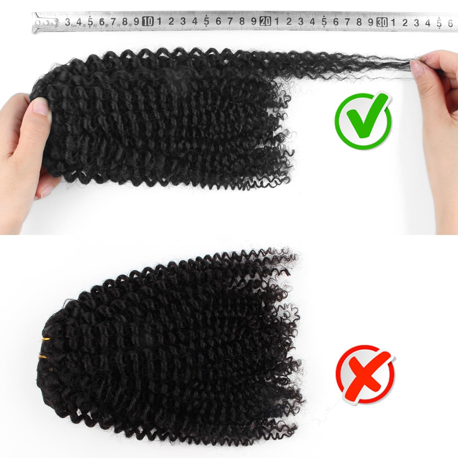 MIMIESEAT MIMIESEAT 3C Clip in Hair Extensions Real Human Hair Curly for Black Women Kinky Curly Human Hair Clip ins 4A Hair Extensions Double Weft Clip in 22 Inches Natural Black 120g 7 Pcs With 17 Clips