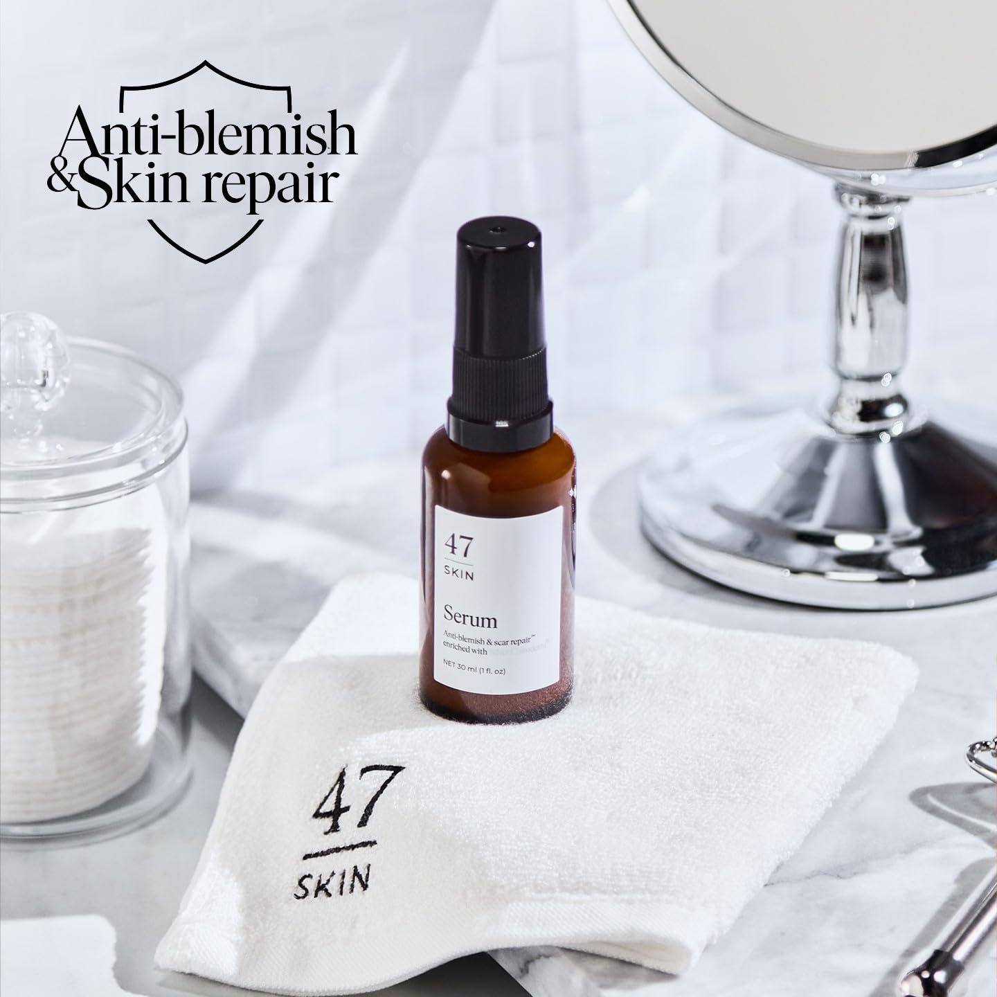 47 Skin 47 Skin Hydrating Face Serum for Clearing Acne & Scars, Anti-Blemish & Scar Repair Serum Skincare Treatment with Silver Chitoderm - Smooth Skin Moisturiser Facecare Serum for All Skin Types (1.01 oz)