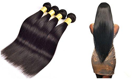 YanT Hair YanT HAIR 8A Grade Malaysian Virgin Hair Hair Straight Human Hair Weave 4 Bundles 16 18 20 22 Inches Natural Black Color Pack of 4
